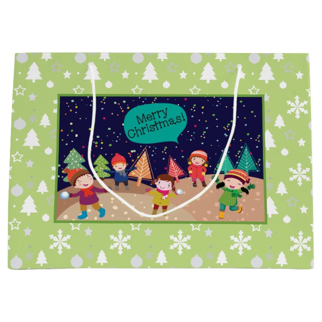 Sacola Para Presentes Grande Snowball Fight Fight Gift Bag (Frente)