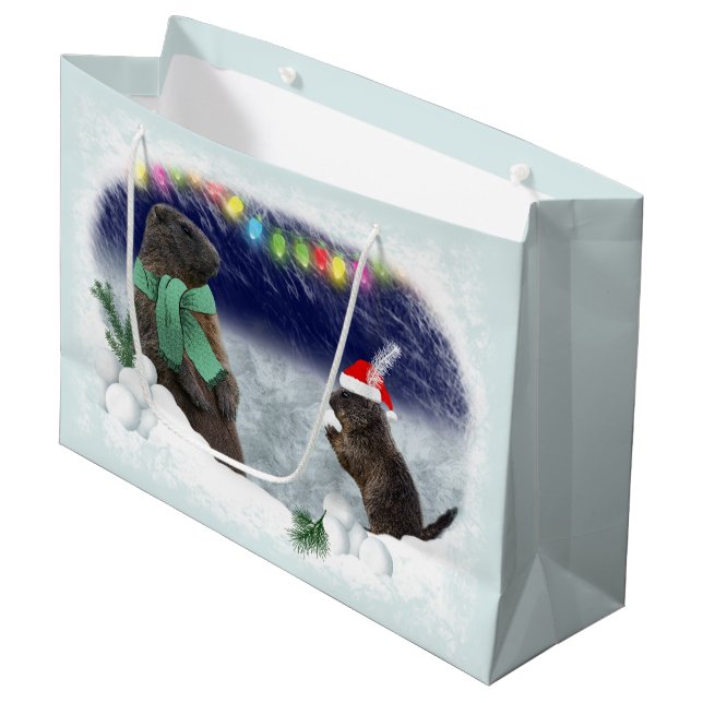 Sacola Para Presentes Grande Snowball Fight Fight Gift Bag (Frente inclinada)