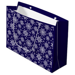 Sacola Para Presentes Grande Snowflake Blue Gift Bag