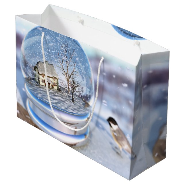 Sacola Para Presentes Grande Snowflake Globe Gift Bag (Verso inclinado)