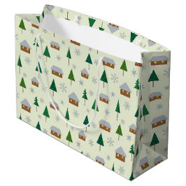 Sacola Para Presentes Grande Snowflakes e abeto, saco de prados