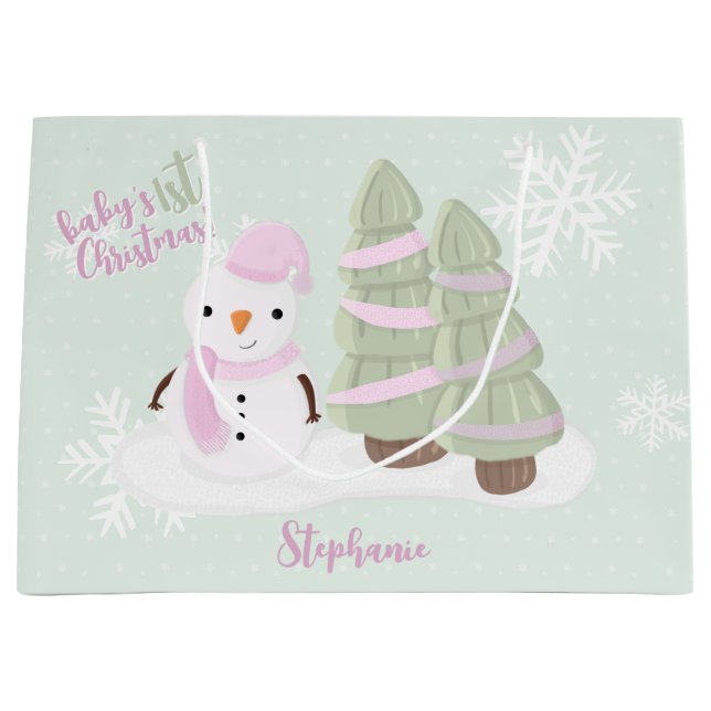 Sacola Para Presentes Grande Snowman Christmas (Frente)