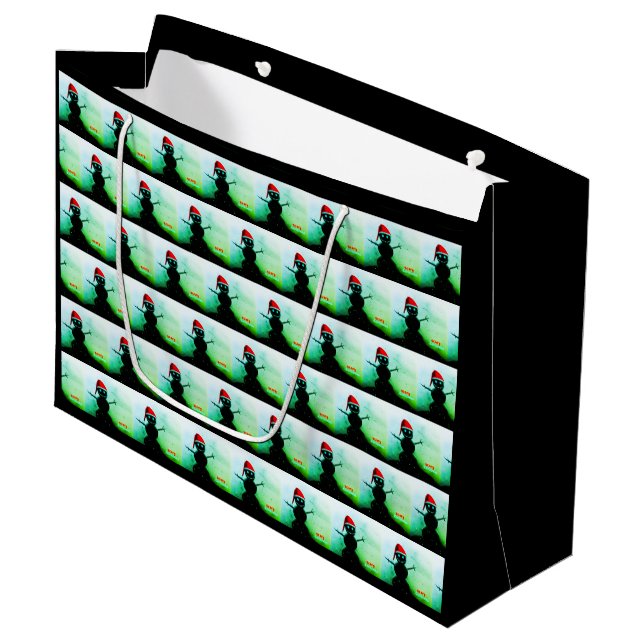 Sacola Para Presentes Grande Snowman Holiday Gift Bag assustador (Frente inclinada)
