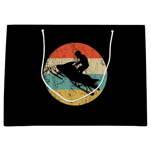 Sacola Para Presentes Grande Snowmobile Retro Style Snowmobiling (Frente)