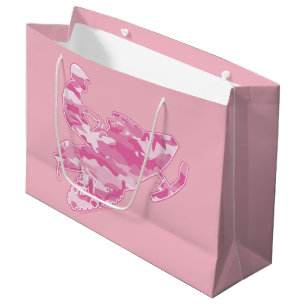 Sacola Para Presentes Grande Snowmobiler de Camuflagem Rosa