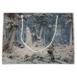Sacola Para Presentes Grande Snowy Forest in Winter (por Andreas Achenbach)