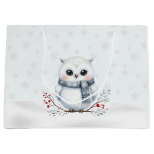 Sacola Para Presentes Grande Snowy Owt Bag