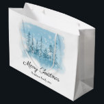 Sacola Para Presentes Grande Snowy Winter Merry Christmas Gift Bags<br><div class="desc">Snowy Winter Feliz saco de presentes de Natal com texto que pode mudar - pode adicionar o seu nome de família e o seu ano.</div>