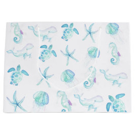 Sacola Para Presentes Grande Sob O Mar