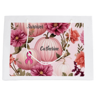 Sacola Para Presentes Grande Sobrevivência. Pumpkins rosa para outubro.