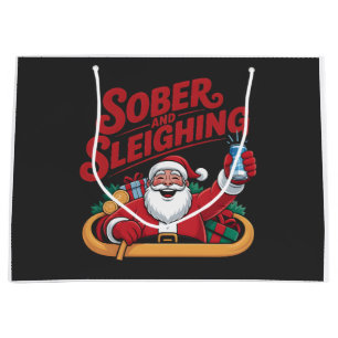 Sacola Para Presentes Grande Sóbrio e Puxando o Trineo Natal Soberano Sobriedad