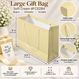 Sacola Para Presentes Grande Soft Cream Elegant Minimalist Gift Packaging