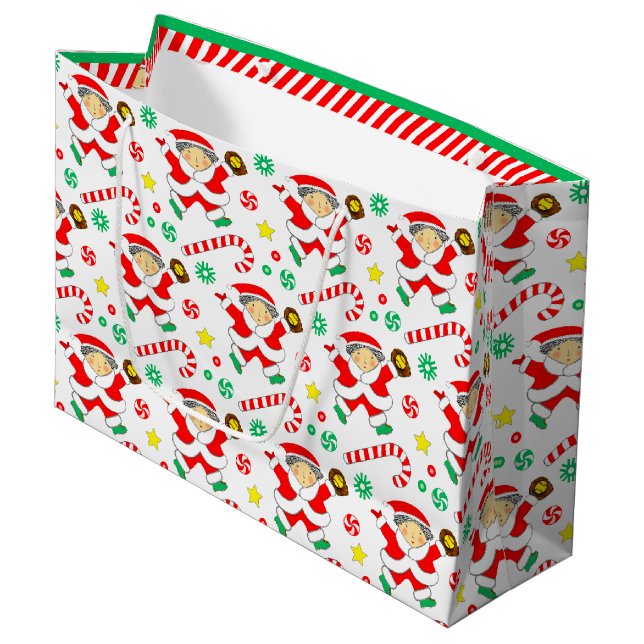 Sacola Para Presentes Grande Softball Christmas Holiday (Frente inclinada)