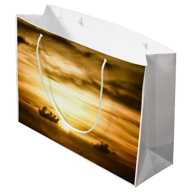 Sacola Para Presentes Grande Sol No Oceano Pacífico (Verso inclinado)