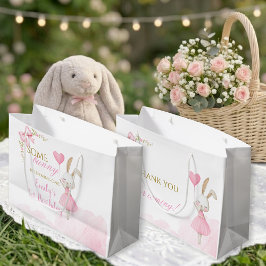 Sacola Para Presentes Grande Some Bunny 1st Birthday Girl Pink Bow