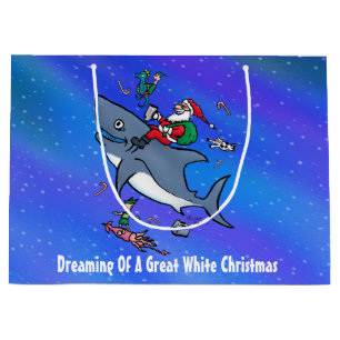 Sacola Para Presentes Grande Sonho Com Um Excelente De Natal De Tubarão Branco
