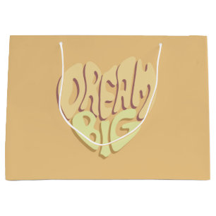 Sacola Para Presentes Grande Sonho Grande: Palavras Positivas Amarelas