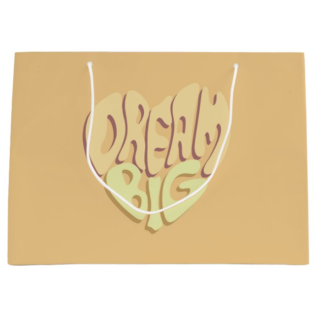 Sacola Para Presentes Grande Sonho Grande: Palavras Positivas Amarelas (Frente)