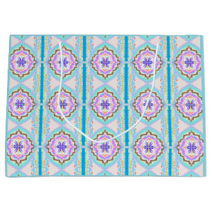 Sacola Para Presentes Grande Sonho Pastel Boho Geométrico Kaleidoscópio
