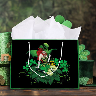 Sacola Para Presentes Grande Sorte Fada Irlandesa Verde