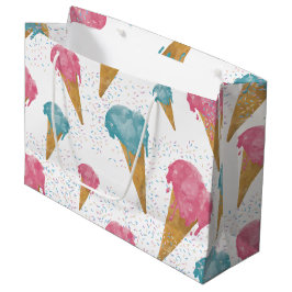 Sacola Para Presentes Grande Sorvete de Aquarela Retro de Pastel e borrachas