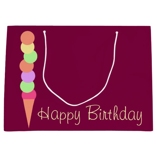 Sacola Para Presentes Grande Sorvete doce do verão (Frente)