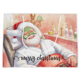Sacola Para Presentes Grande Spa Santa Claus Merry Christmas 