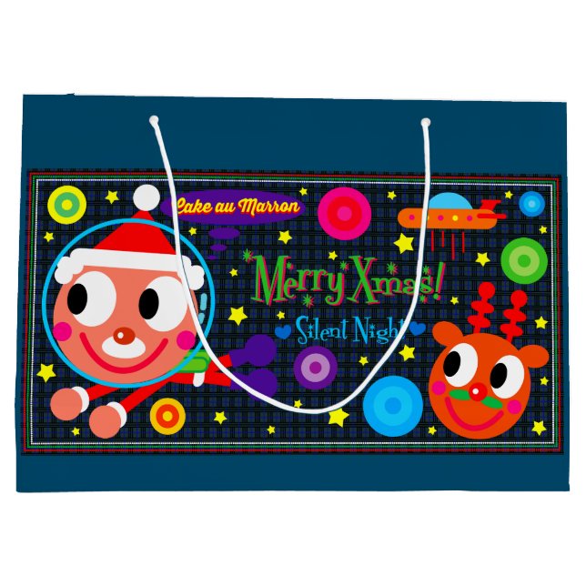SACOLA PARA PRESENTES GRANDE SPACE SANTA (Verso)