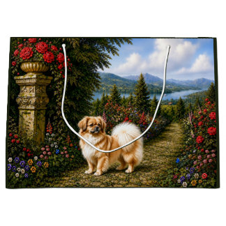 Sacola Para Presentes Grande Spaniel Tibetano Renascença