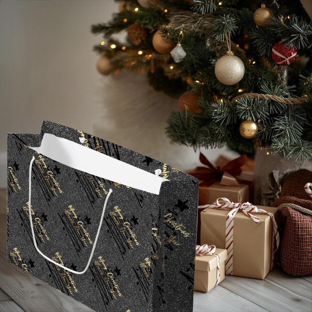 Sacola Para Presentes Grande Sparkly Black Gift Bag (Criador carregado)
