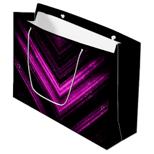 Sacola Para Presentes Grande Sparkly metallic hot pink magenta black chevron