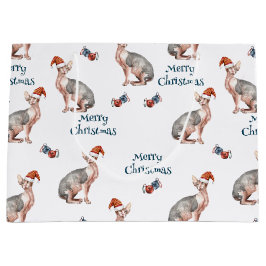 Sacola Para Presentes Grande Sphynx Hairless Cat Papai Noel Natal Natal