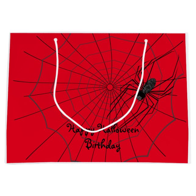 Sacola Para Presentes Grande Spider Halloween Gift Bag, personalize (Frente)