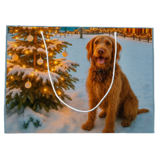 Sacola Para Presentes Grande Spinone Italiano Holiday 