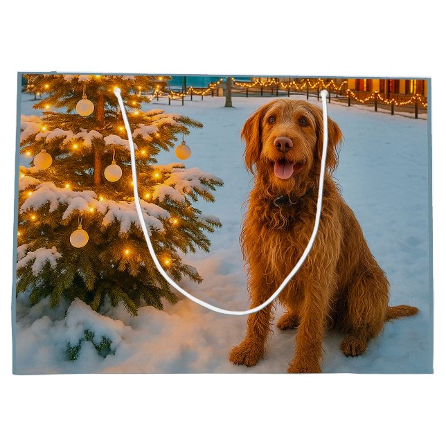 Sacola Para Presentes Grande Spinone Italiano Holiday  (Verso)