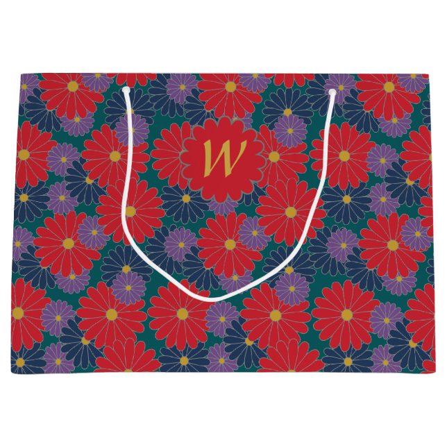 Sacola Para Presentes Grande Splashy Fall Floral Gift Bag (Frente)