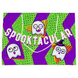 Sacola Para Presentes Grande Spooktacular Ghosts Green Party Bag