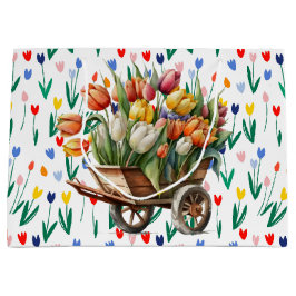 Sacola Para Presentes Grande Spring Tulips 