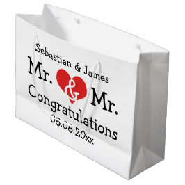 Sacola Para Presentes Grande Sr. e Sr. Red Heart Wedding Personalizado