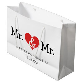 Sacola Para Presentes Grande Sr. e Sr. Red Heart Wedding Personalizado
