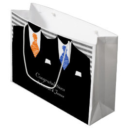 Sacola Para Presentes Grande Sr. E Sr. Suits Casamento Laranja Azul Personaliza