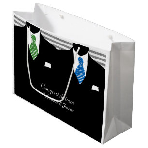 Sacola Para Presentes Grande Sr. E Sr. Suits Casamento Verde Azul Personalizado