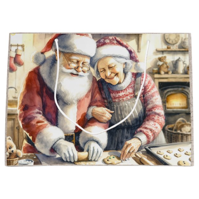 Sacola Para Presentes Grande Sr. e Sra. Clause, bom Natal (Frente)