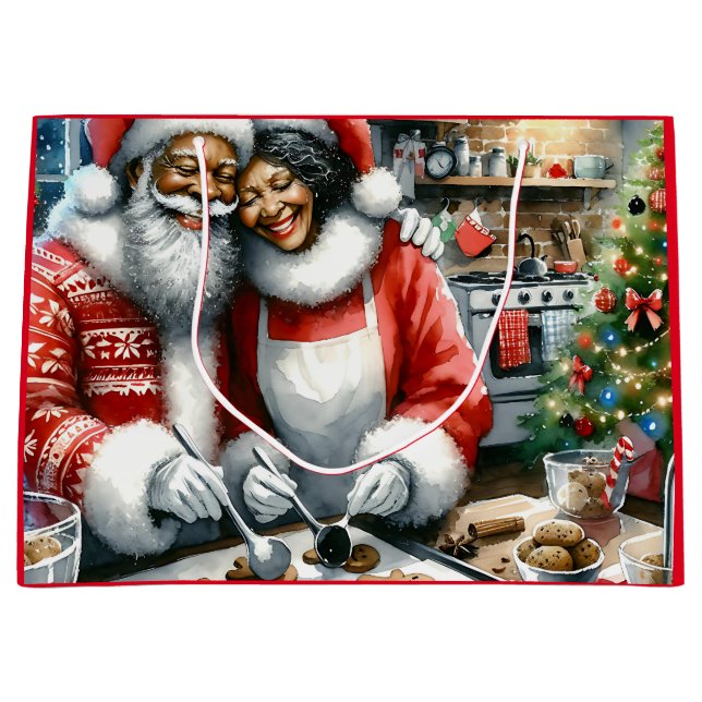 Sacola Para Presentes Grande Sr. e Sra. Clause, bom Natal (Frente)