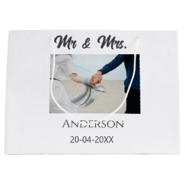 Sacola Para Presentes Grande Sr & Sra adicionar sobrenome data ano lembrança de