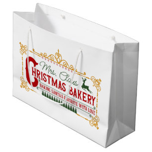 Sacola Para Presentes Grande Sra. Padaria de Natal Claus