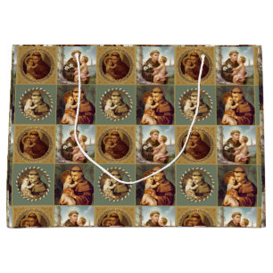 Sacola Para Presentes Grande St Anthony de Pádua com bebê Jesus