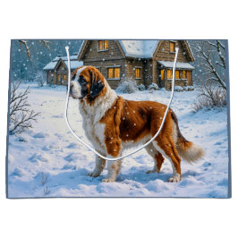 Sacola Para Presentes Grande St Bernard Holiday 