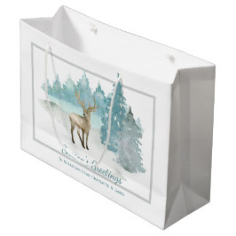 Sacola Para Presentes Grande Stag in A Winter Woodland Personalizado