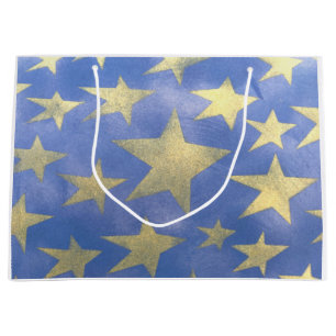 Sacola Para Presentes Grande Starry Blue e Dourado